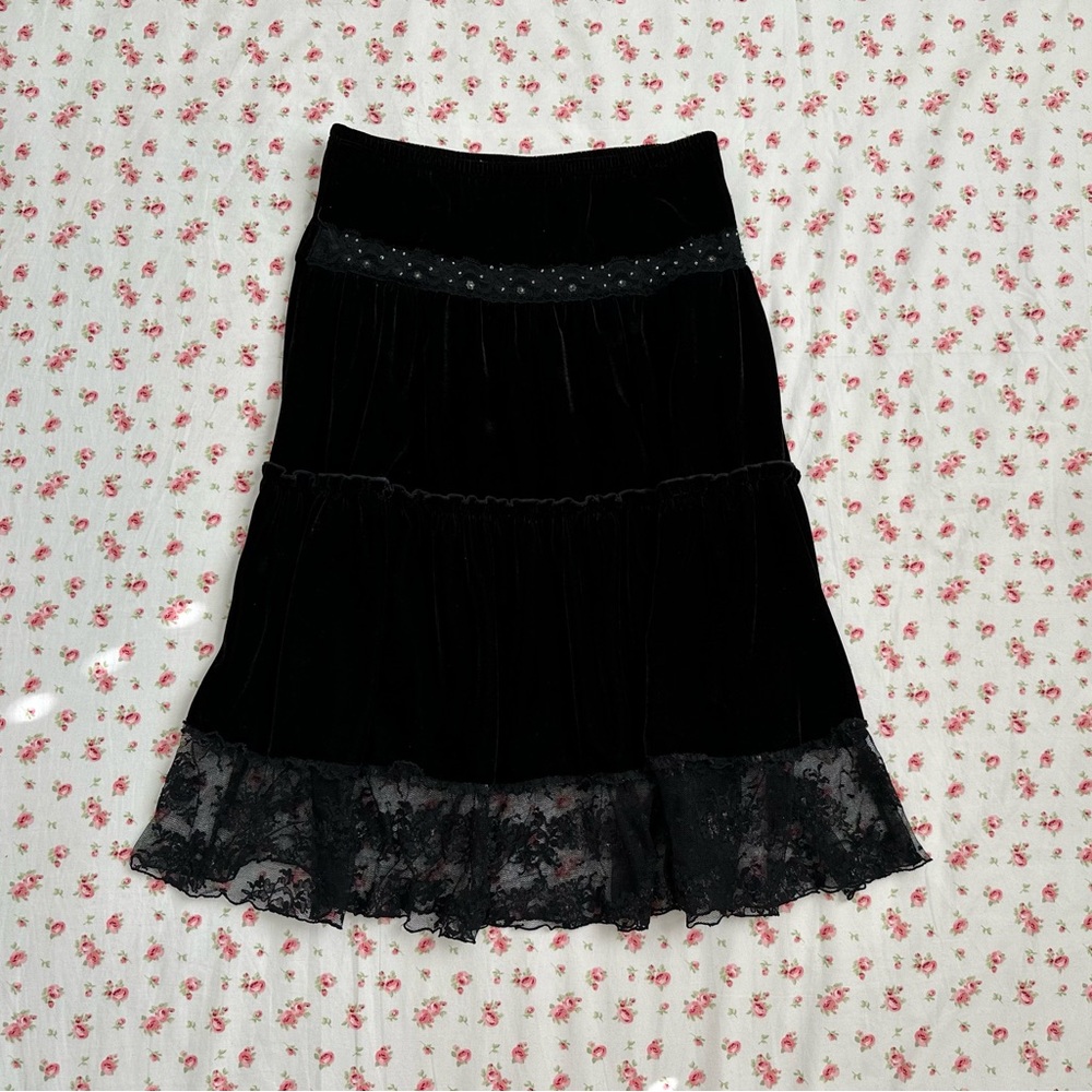 y2k vintage embroidered lace skirt